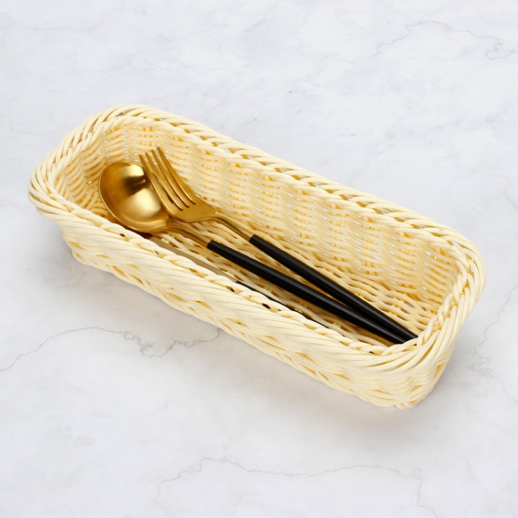 Rattan Woven Basket Cutlery & Fork Storage Basket(Dark Brown)
