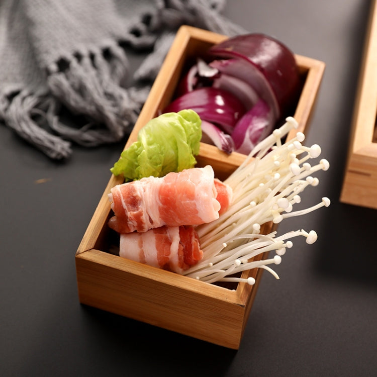 Hot Pot Bamboo Plate Compartmental Platter Vegetable Wood Tray Set Two Grid Plate