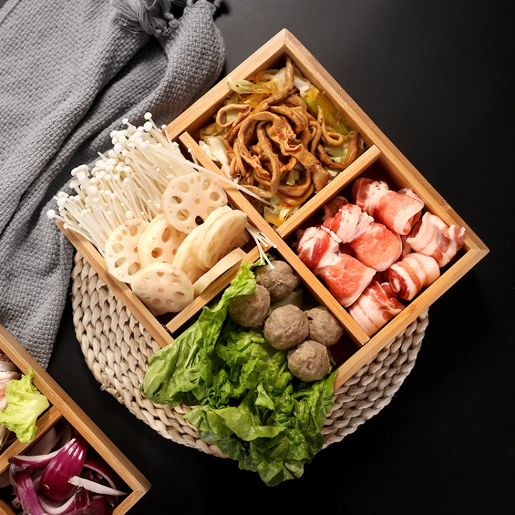 Hot Pot Bamboo Plate Compartmental Platter Vegetable Wood Tray Set Small Nine Grid Plate