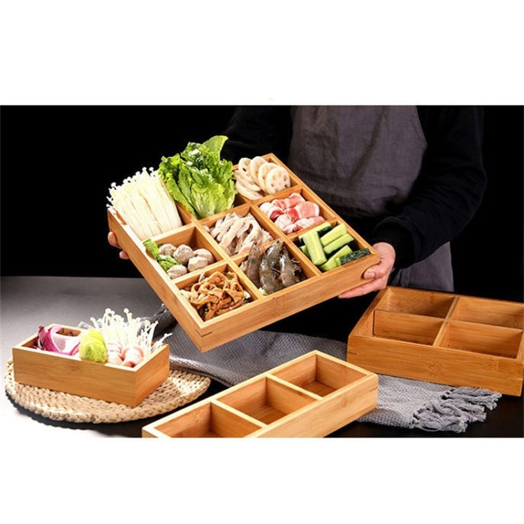 Hot Pot Bamboo Plate Compartmental Platter Vegetable Wood Tray Set Small Nine Grid Plate