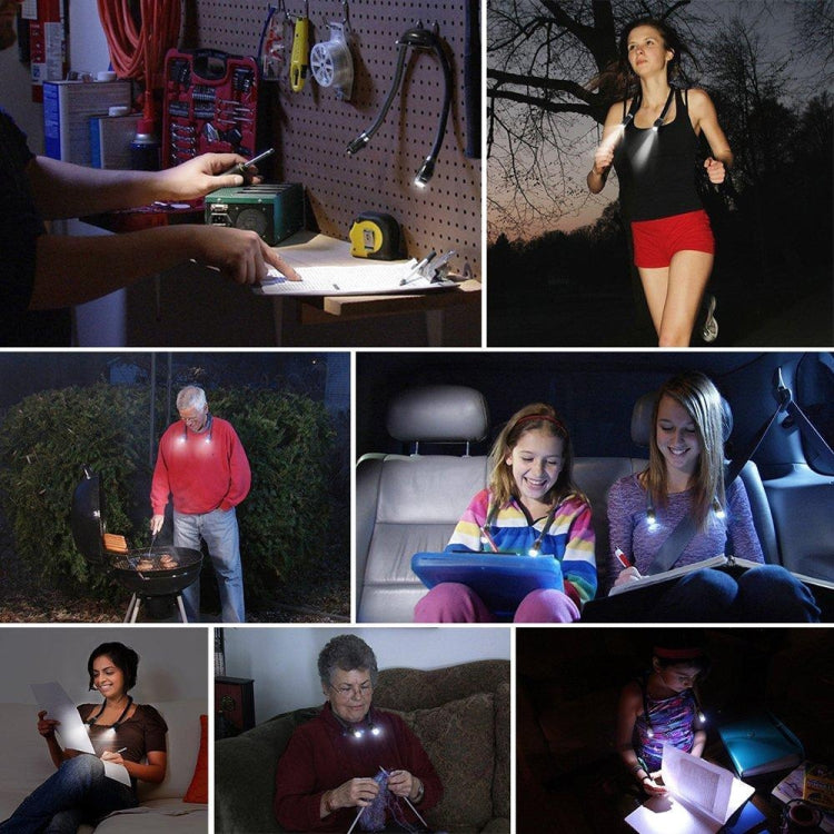 Portable U-shaped LED Flexible Handsfree Hug Neck Reading Book Lamp Torch(Black)