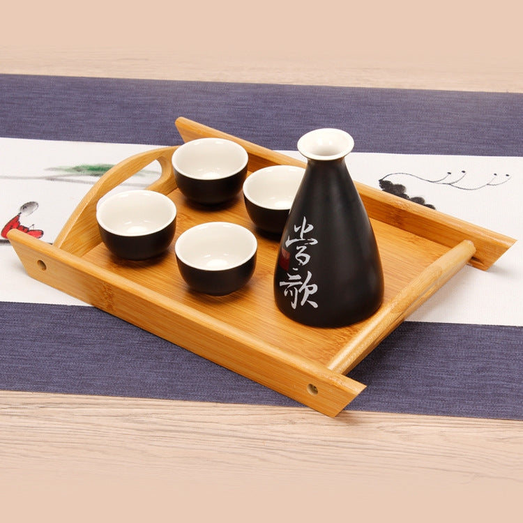 Bamboo Binaural Tea Set Tray Bread Display Tray, Size: 43x30.5cm