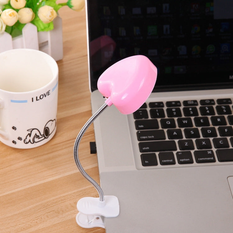 Mini Love Heart Clip LED Book Light Lamps Reading Book Desk Lamp Keyboard Light Eyes-Protect Energy Save Night Lights(Yellow)