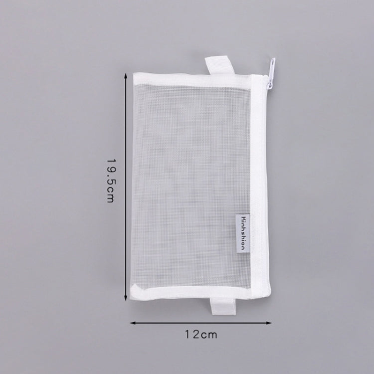 Nylon Simple Transparent Mesh Pencil Case Office School Supplies(Big White)
