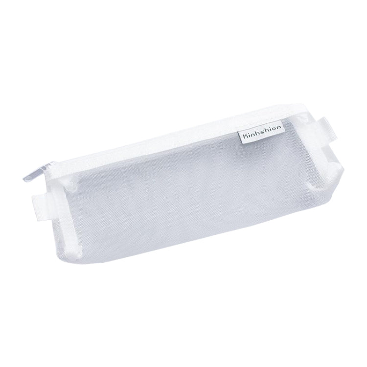 Nylon Simple Transparent Mesh Pencil Case Office School Supplies(Small White)