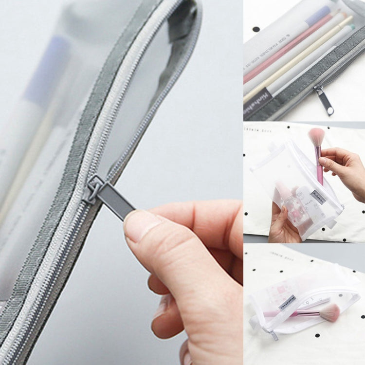 Nylon Simple Transparent Mesh Pencil Case Office School Supplies(Small White)
