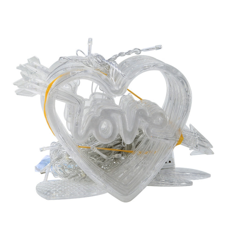 LED Heart-Shaped Decorative Lights Curtain Lights Holiday Dress String Lights, EU Plug(Warm White Light)