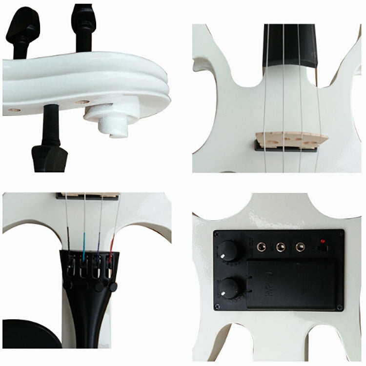 YS030 4 / 4 Wooden Manual Electronic Violin for Beginners, with Bag(White)
