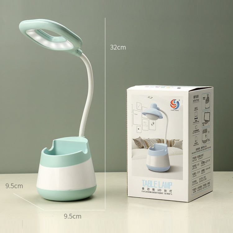 USB Charging LED Desk Light Eye Protection Lamp with Pen Holder and Phone Holder(CS276-1 Yellow)