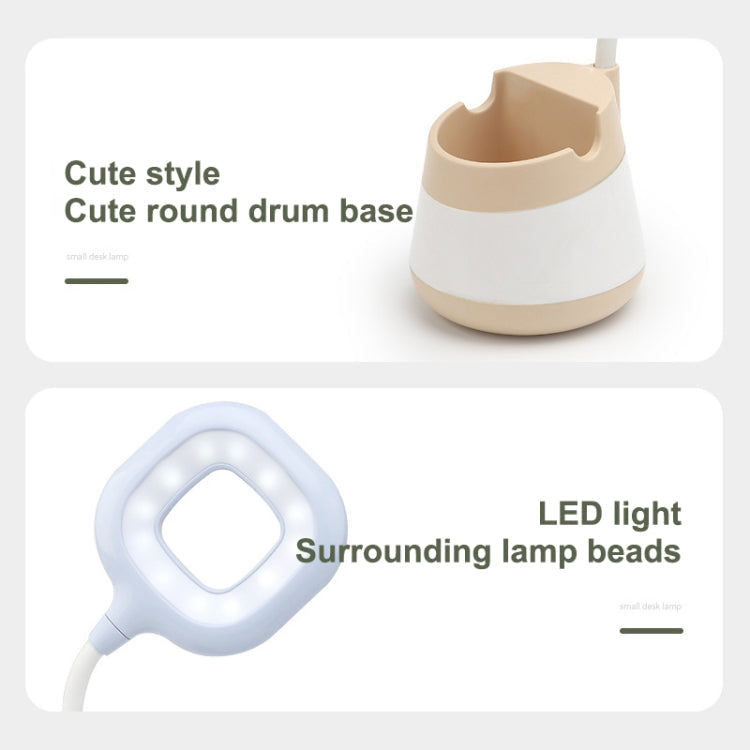 USB Charging LED Desk Light Eye Protection Lamp with Pen Holder and Phone Holder(CS276-3 Yellow)