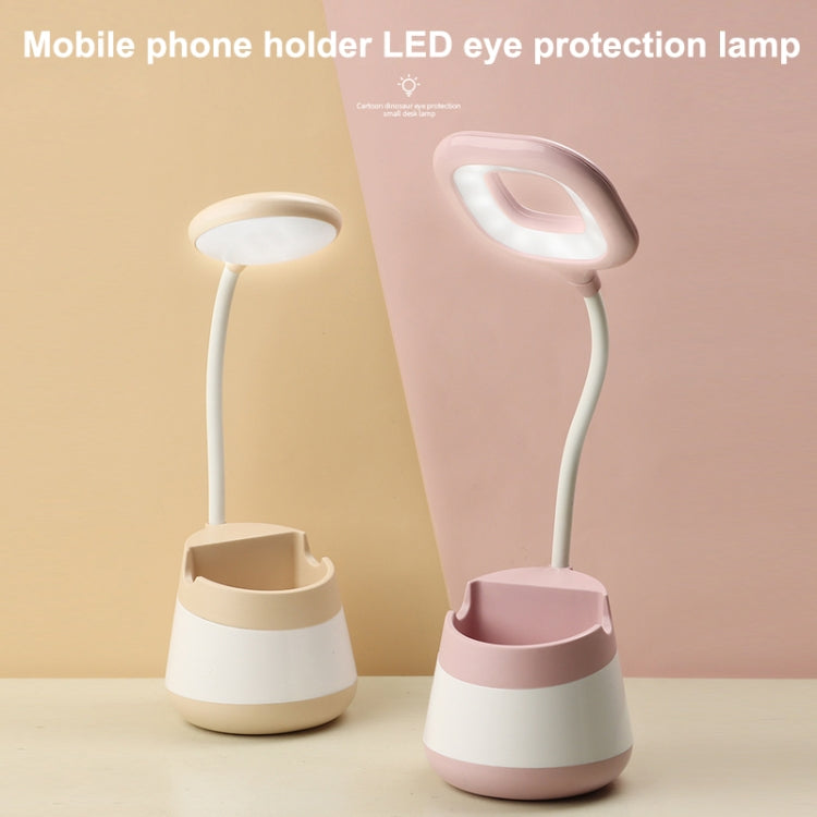 USB Charging LED Desk Light Eye Protection Lamp with Pen Holder and Phone Holder(CS276-1 Yellow)
