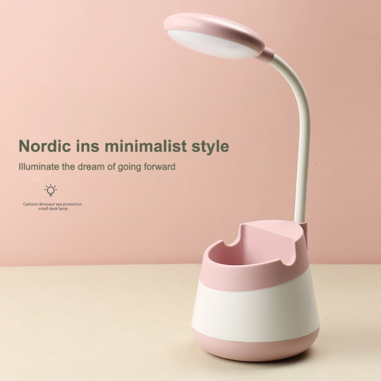 USB Charging LED Desk Light Eye Protection Lamp with Pen Holder and Phone Holder(CS276-1 Yellow)