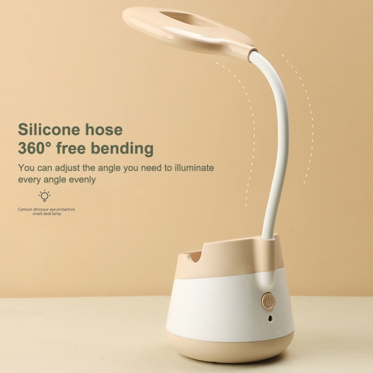 USB Charging LED Desk Light Eye Protection Lamp with Pen Holder and Phone Holder(CS276-1 Yellow)