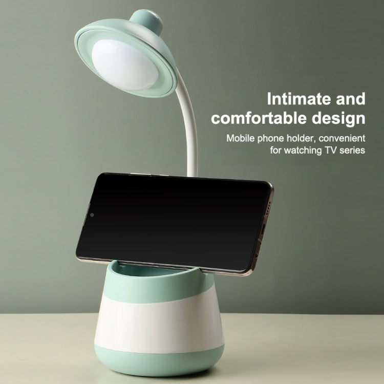 USB Charging LED Desk Light Eye Protection Lamp with Pen Holder and Phone Holder(CS276-1 Yellow)