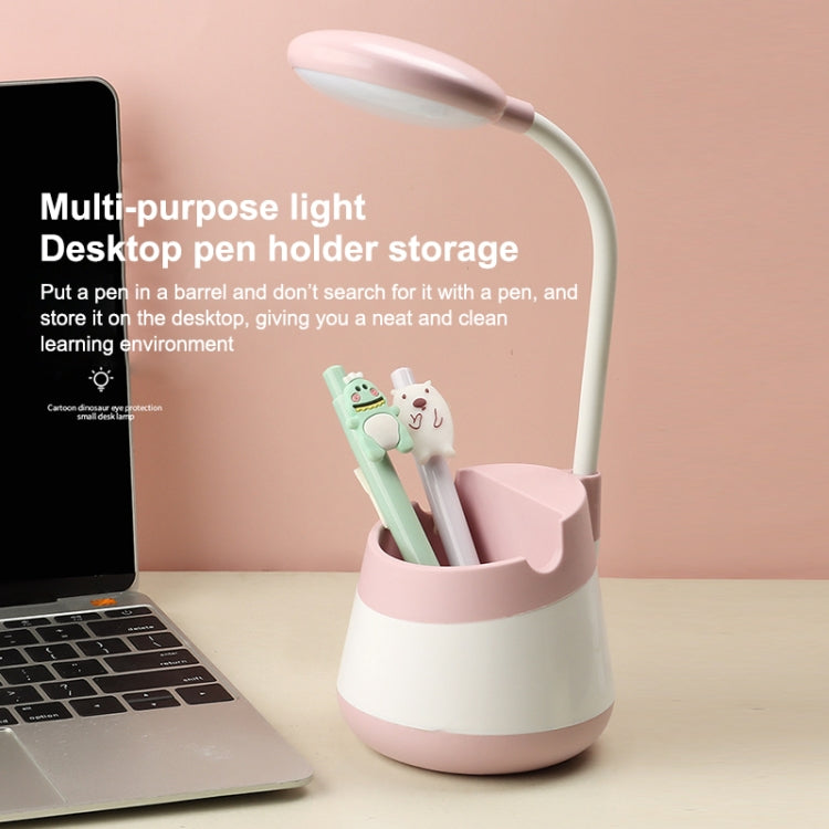 USB Charging LED Desk Light Eye Protection Lamp with Pen Holder and Phone Holder(CS276-1 Yellow)