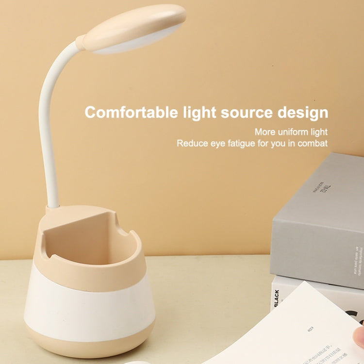 USB Charging LED Desk Light Eye Protection Lamp with Pen Holder and Phone Holder(CS276-3 Yellow)