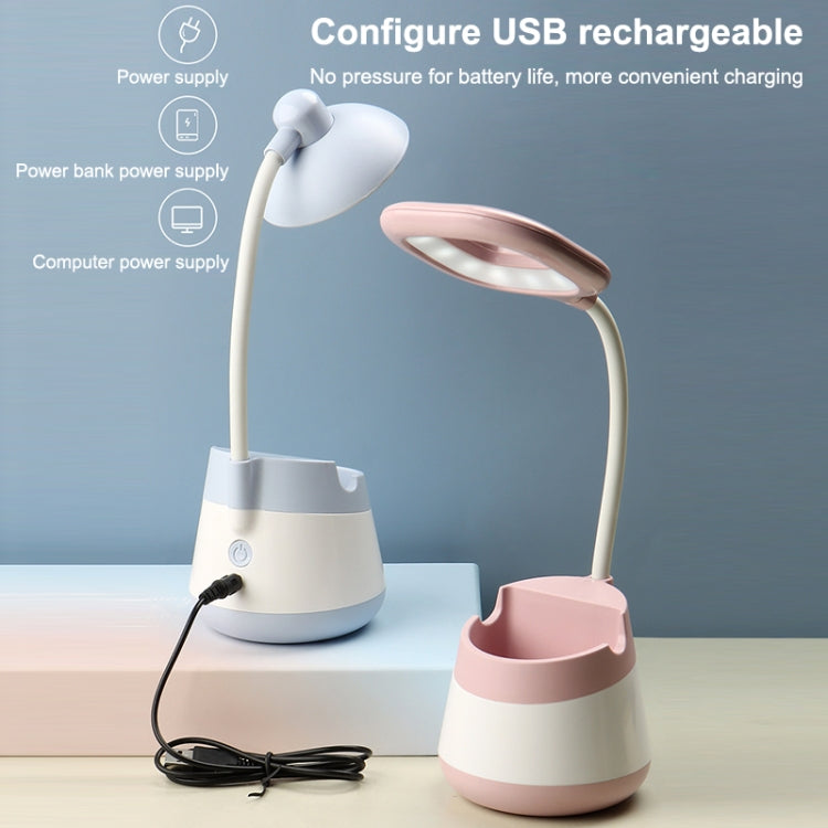 USB Charging LED Desk Light Eye Protection Lamp with Pen Holder and Phone Holder(CS276-1 Yellow)