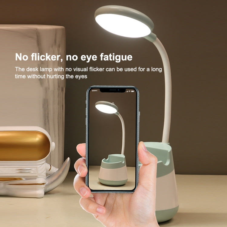 USB Charging LED Desk Light Eye Protection Lamp with Pen Holder and Phone Holder(CS276-1 Yellow)