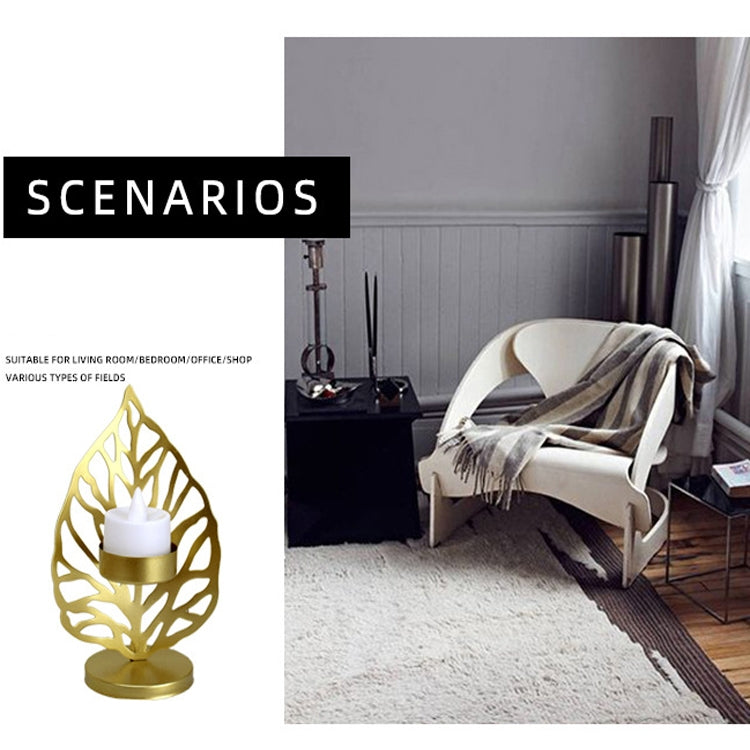 Wrought Iron Candle Holder Living Room Desktop Decoration Ornaments(A Gold)