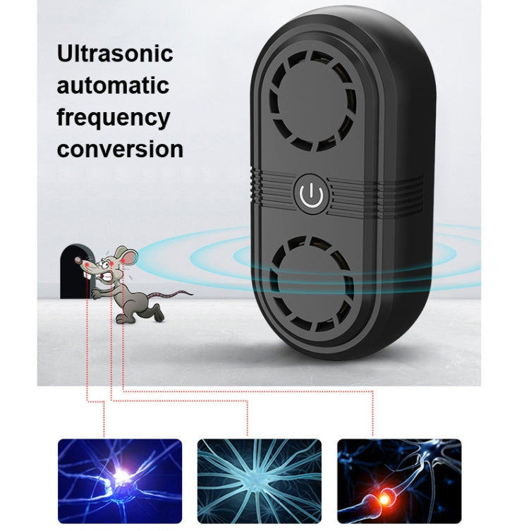 BG307 Ultrasonic Mole Repellent Mosquito Repellent Household Indoor Double Horn Electronic Insect Repellent, Plug Type:  EU Plug 220V(Black)