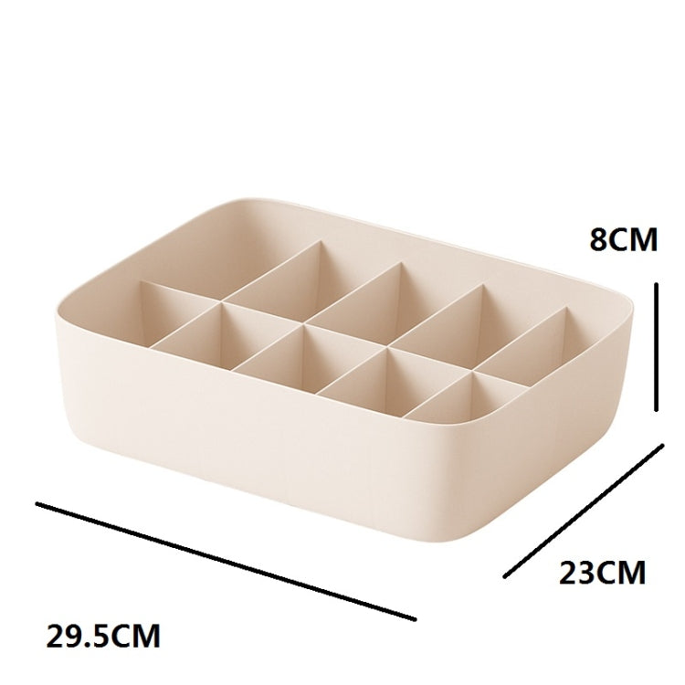 Underwear Storage Box Drawer Storage Socks Organizer 10 Cells（Without Cover）(Apricot)