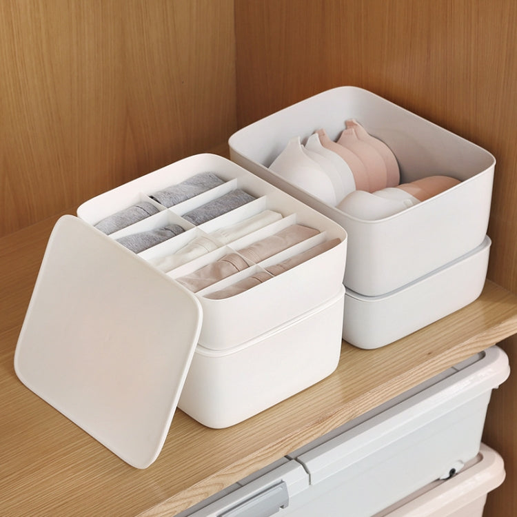 Underwear Storage Box Drawer Storage Socks Organizer 10 Cells（Without Cover）(White)