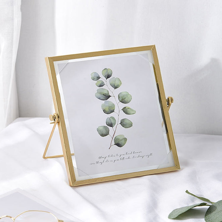 Metal Glass Photo Frame Plant Specimen Holder, Size: 4 Inch(Golden Bracket)