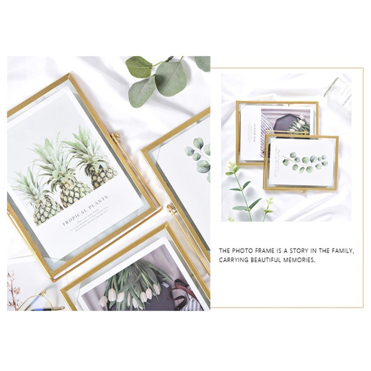 Metal Glass Photo Frame Plant Specimen Holder, Size: 4 Inch(Golden Bracket)