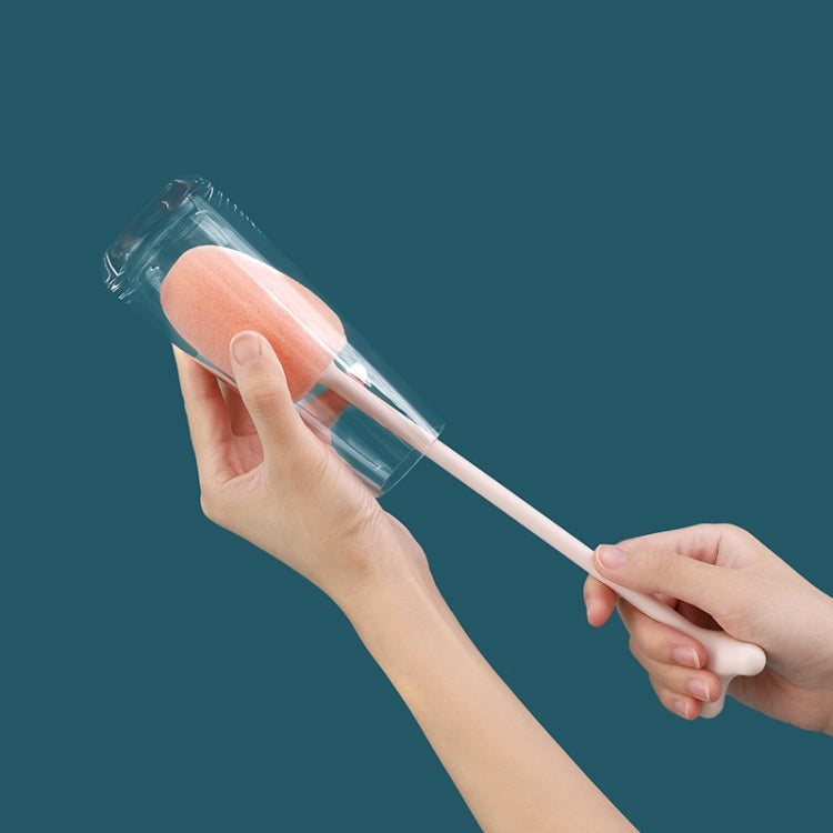 Long Handle Vertical Cup Brush Baby Bottle Sponge Cleaning Brush, Length: 29cm(Pink)