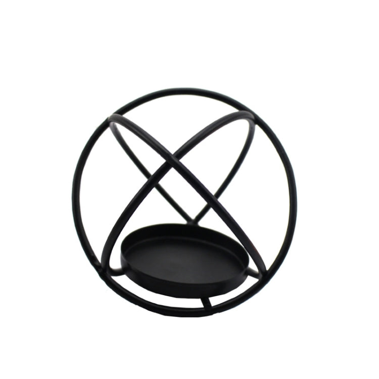 Creative Iron Art  Aromatherapy Candle Holder Desktop Decoration Geometric Metal Candle Holder, Colour: Black