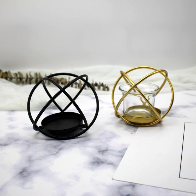Creative Iron Art  Aromatherapy Candle Holder Desktop Decoration Geometric Metal Candle Holder, Colour: Black