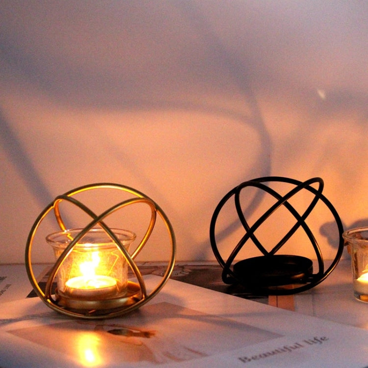 Creative Iron Art  Aromatherapy Candle Holder Desktop Decoration Geometric Metal Candle Holder, Colour: Black