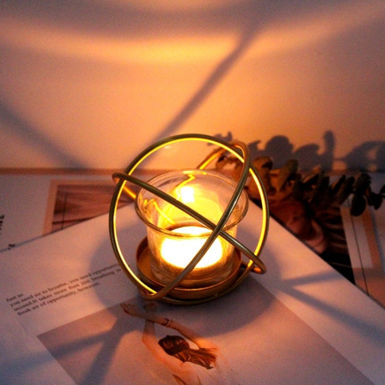 Creative Iron Art  Aromatherapy Candle Holder Desktop Decoration Geometric Metal Candle Holder, Colour: Black