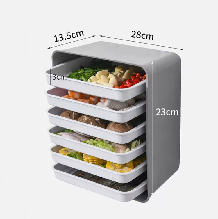 6-Layer Wall-Mounted Hot Pot Tray Kitchen Household Preparation Dishes Free Perforation Rectangular Side Dishes(Gray Frame+ White Plate)