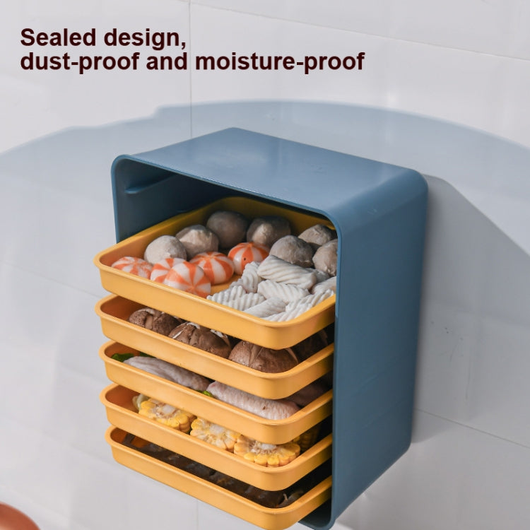 6-Layer Wall-Mounted Hot Pot Tray Kitchen Household Preparation Dishes Free Perforation Rectangular Side Dishes(Gray Frame+ White Plate)