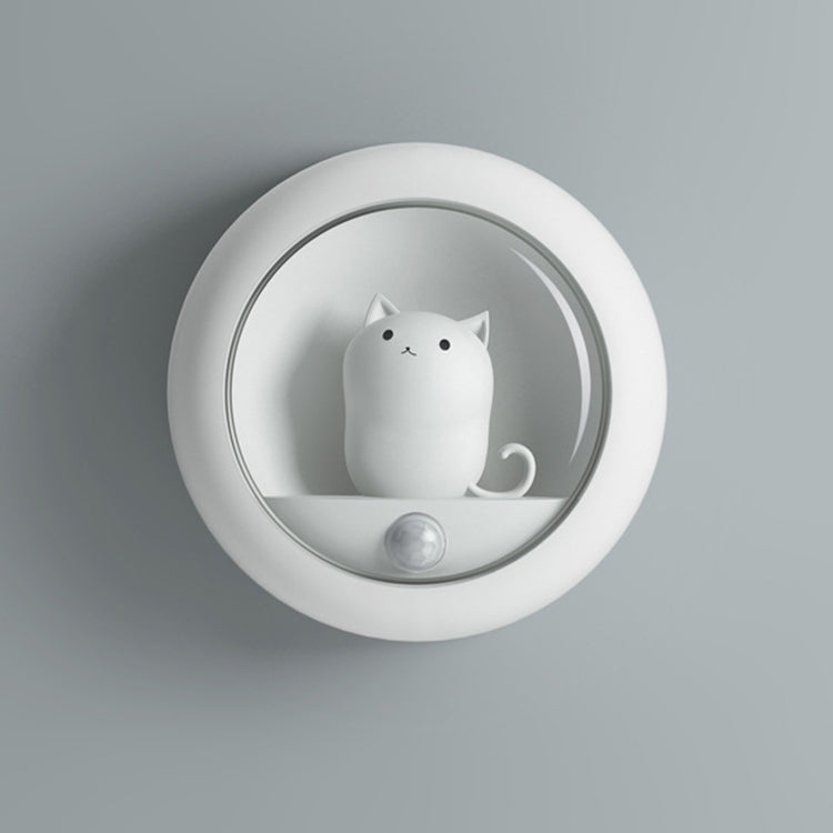 DZ-K610 Human Body Induction Night Light Cute Pet Bedroom Atmosphere Light USB Cabinet Wall Lamp(White)