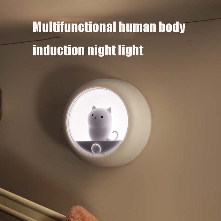 DZ-K610 Human Body Induction Night Light Cute Pet Bedroom Atmosphere Light USB Cabinet Wall Lamp(White)
