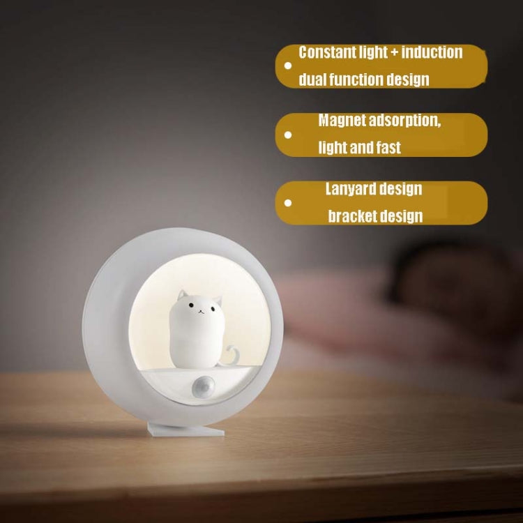 DZ-K610 Human Body Induction Night Light Cute Pet Bedroom Atmosphere Light USB Cabinet Wall Lamp(White)