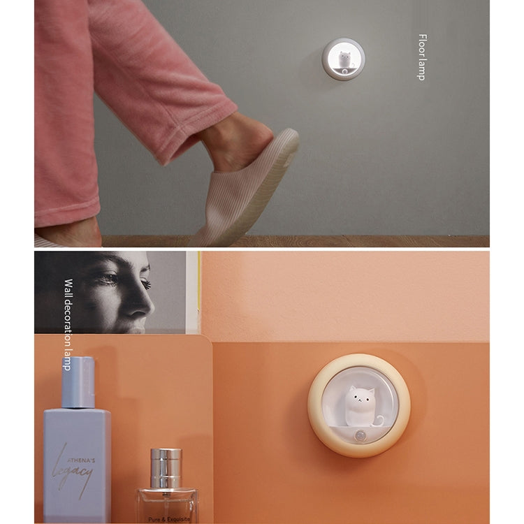 DZ-K610 Human Body Induction Night Light Cute Pet Bedroom Atmosphere Light USB Cabinet Wall Lamp(White)