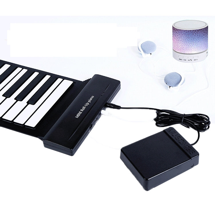 MIDI88 88-Key Hand-Rolled Foldable Piano Professional MIDI Soft Keyboard Simulated Practice Carry-On Folding Electronic Piano(Black English)