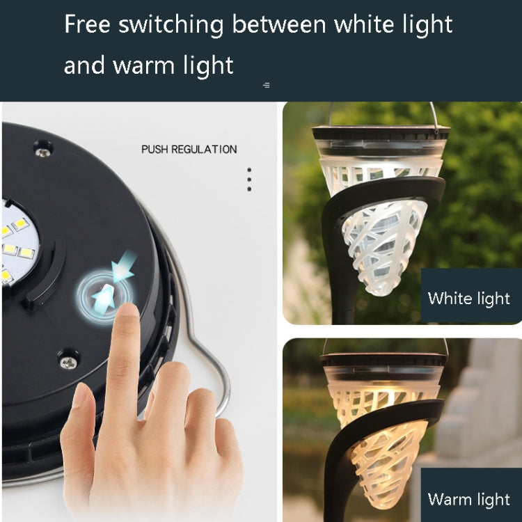 Cone-Shape Garden Decoration Solar Lawn Light Outdoor LED Ground Plug And Wall-Mounted Dual Purpose Lights(White and Warm Light)