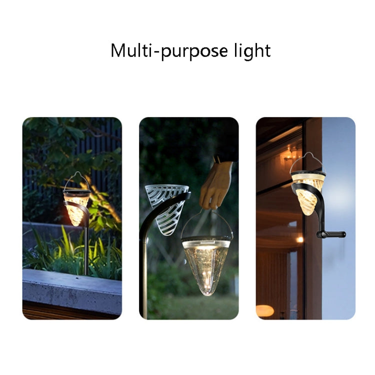 Cone-Shape Garden Decoration Solar Lawn Light Outdoor LED Ground Plug And Wall-Mounted Dual Purpose Lights(White and Warm Light)
