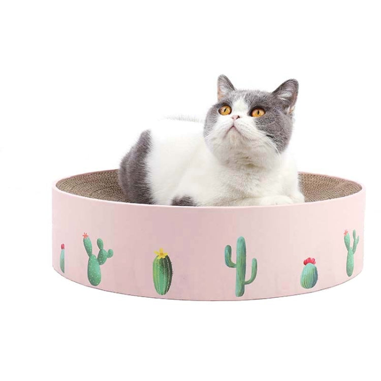 Round Corrugated Cat Scratcher Claw Sharpener Toy Bed, Colour: Pink 41x41x10cm