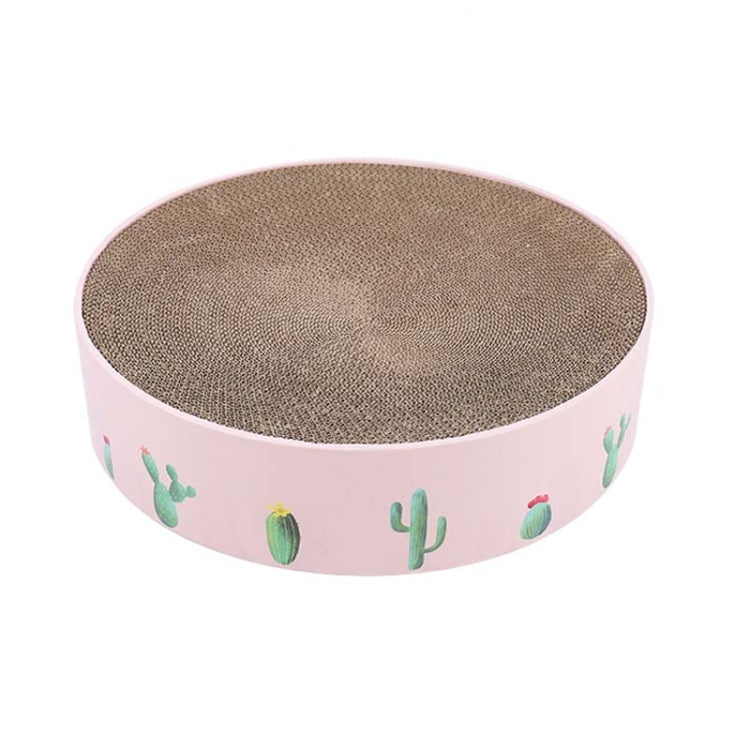 Round Corrugated Cat Scratcher Claw Sharpener Toy Bed, Colour: Pink 41x41x10cm