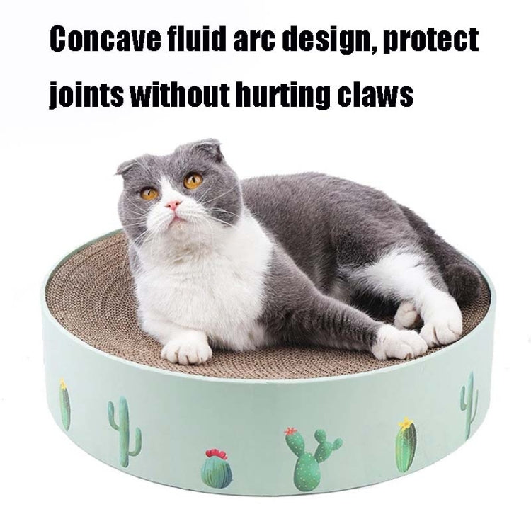 Round Corrugated Cat Scratcher Claw Sharpener Toy Bed, Colour: Green 36x36x8cm