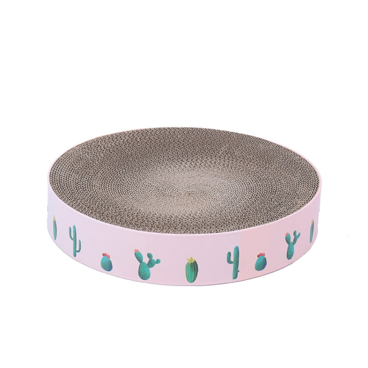Round Corrugated Cat Scratcher Claw Sharpener Toy Bed, Colour: Pink 36x36x8cm