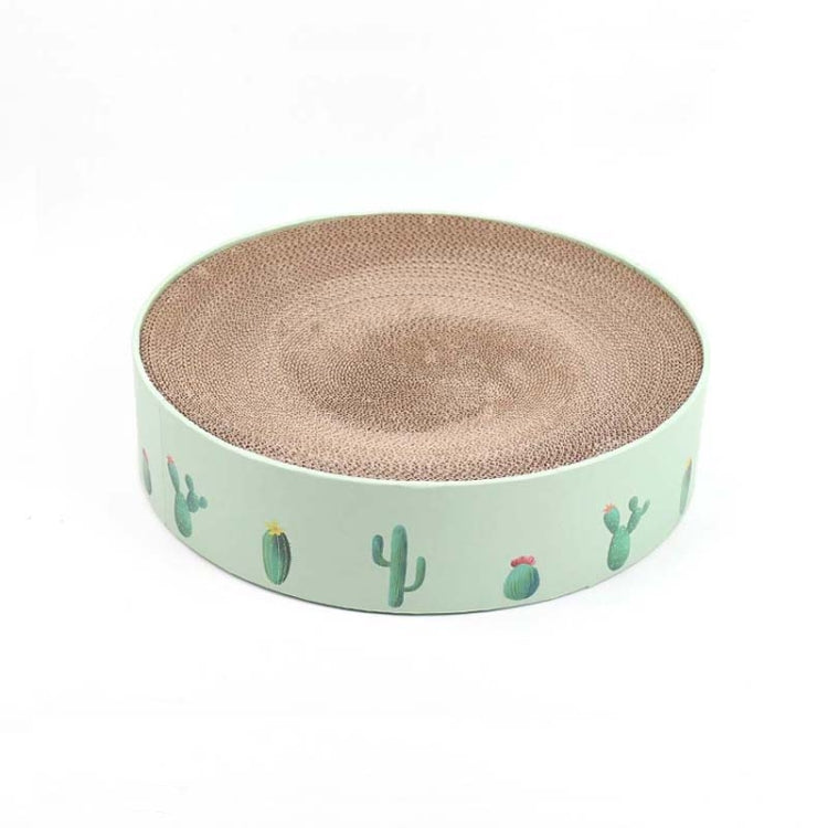 Round Corrugated Cat Scratcher Claw Sharpener Toy Bed, Colour: Green 32x32x6cm