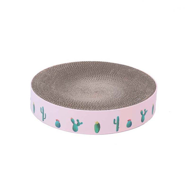 Round Corrugated Cat Scratcher Claw Sharpener Toy Bed, Colour: Pink 32x32x6cm