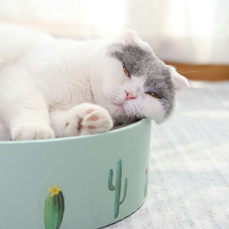 Round Corrugated Cat Scratcher Claw Sharpener Toy Bed, Colour: Paw Print 41x41x10cm