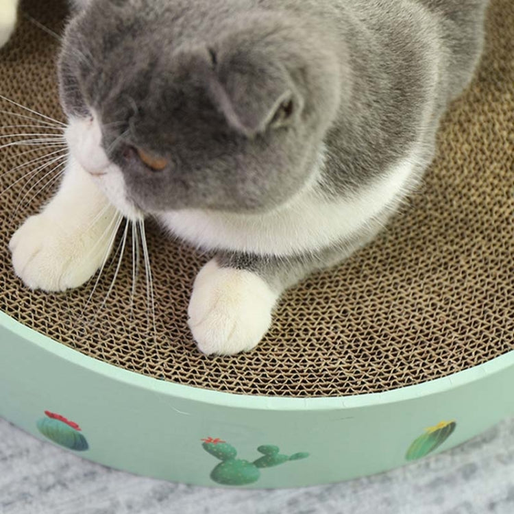 Round Corrugated Cat Scratcher Claw Sharpener Toy Bed, Colour: Blue Letters 41x41x10cm